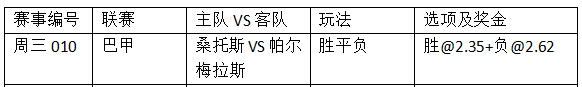 周三010:排名尴尬 桑托斯拒平帕尔梅