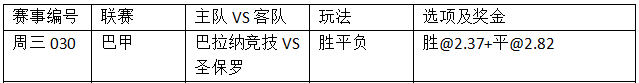 周三030:主场十年不败 巴拉纳续纪录